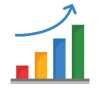 Icono de gráfica ascendente, que representa el crecimiento de ventas de un negocio.