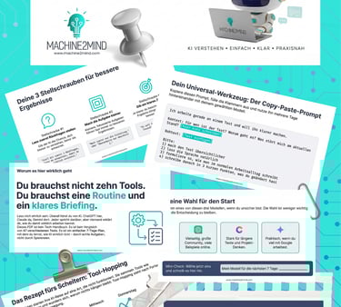 Vorschau des Machine2Mind 7-Tage-Plans KI Kickstart für eine klare Routine und bessere Briefings