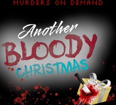 Another Bloody Christmas horror title graphic with a blood-splattered gift and knife.