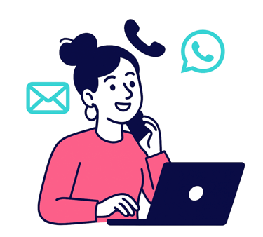 Vrouw die nieuwe klanten werft middels: email, bellen en whatsapp