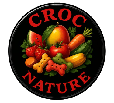 a croc nature logo with fruits and vegetables
