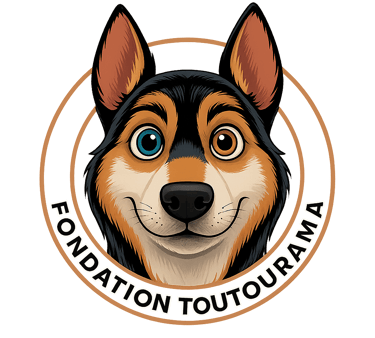 a dog with a dog in a circle with the words foundation for the foundation of