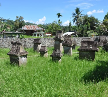 stone grave markers, sulawesi, indonesia