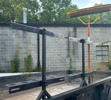 metal tool rack on a heavy duty trailer