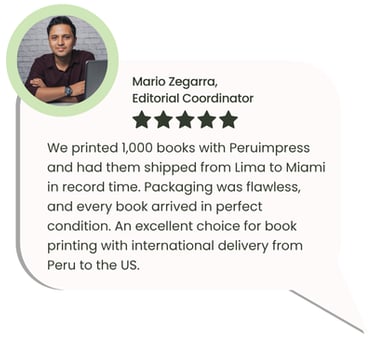Fast book printing and international shipping from Peru to USA with Peruimpress