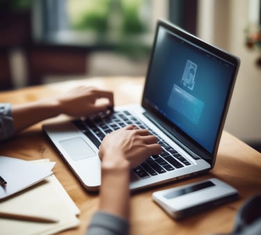 A cozy reading nook with a stack of colorful ebooks on a wooden table.