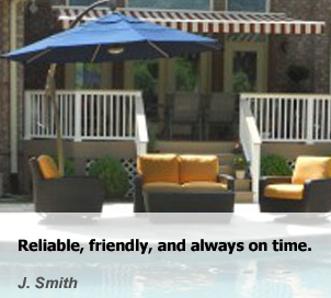 Patio furniture by crystal clear pool