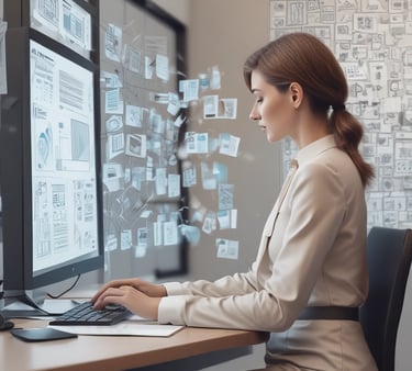 A focused consultant reviewing contract documents with a client in a modern office.