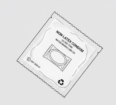 black and white non-latex condom packet