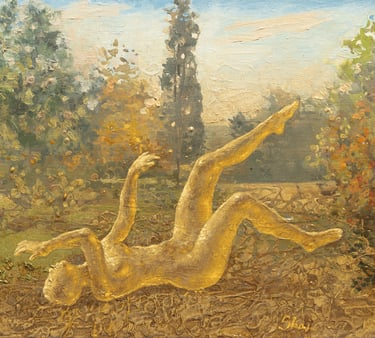 Indian summer, Skaiste Verdingyte, composition, oil on canvas, painting, Lithuanian artist