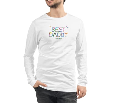 An adult long sleeve tshirt with the words Best Daddy printed on in tropical exotic wordart