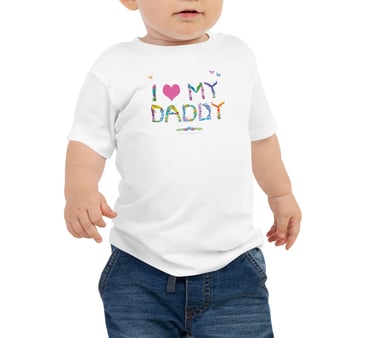 A toddler tshirt with the words I Love My Daddy printed on in tropical exotic wordart