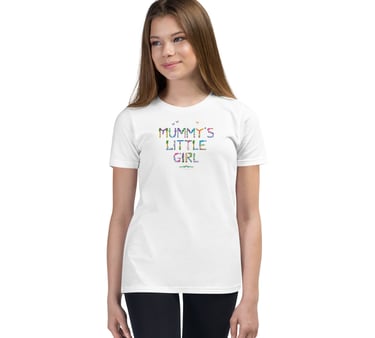 A child tshirt with the words Mummys Little Girl printed on in tropical exotic wordart