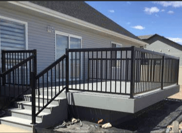 Custom deck and rail. This customer select black rails and gray decking.