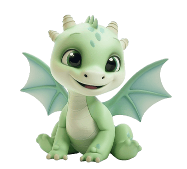 a baby green and white dragon with wings