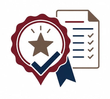 A value proposition icon featuring a premium badge, star, and checkmark.