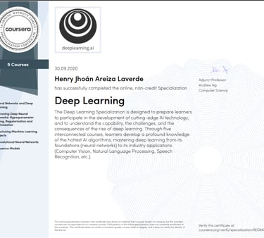 Deep Learning Specialization Certificate
