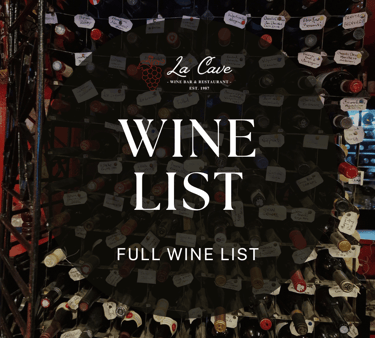 a title of full wine list and bottles of wine