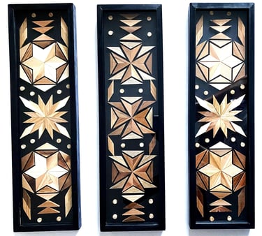 Contemporary Geometric Wall Art with glass on top, Bar Wall Art, Wooden Mosaic, Wall Decoration, Mod
