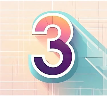 a number three with a colorful background