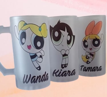Jarras Esmeriladas con diseño de Las Chichas Superpoderosas