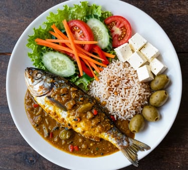 A colorful plate filled with fresh vegetables and wholesome foods.