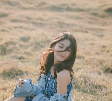 Editorial portrait with soft golden light near Pantai Nyanyi Tabanan Bali