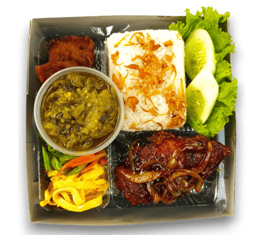 nasi putih ayam mentega sambal hijau