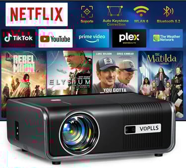 VOPLLS Smart Proyector 28000 Lumen Smart Proyector WiFi Bluetooth 