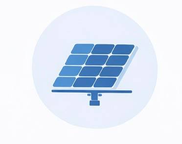 Blue solar panel icon representing renewable energy and sustainable power solutions.