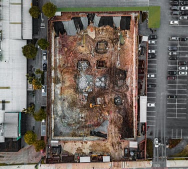 Luftaufnahme Großbaustelle, Drohnenbild