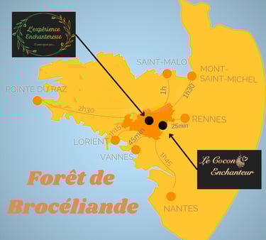 carte de la bretagne pour situer les deux meilleures love rooms entre Ille et Vilaine et Morbihan