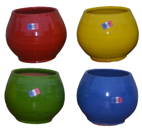 pot de fleur cerise rouge, jaune, vert, bleu