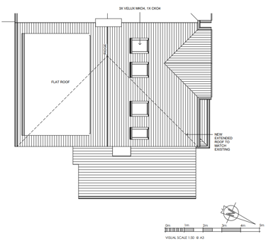 2D proposed roof plan for hip to gable loft conversion 