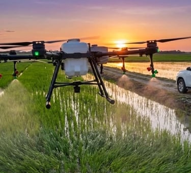 Fumigación agrícola con drones en campo - DYZ Ingeniería