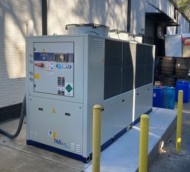 Glycol chiller for brewery process cooling.