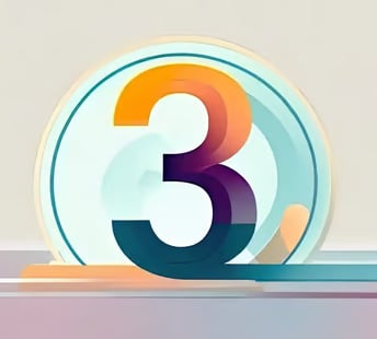a number three in a colorful background with a number three