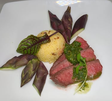 Grassfed steak & purple asparagus. Portland personal chef gluten-free dairy-free dinners meal prep