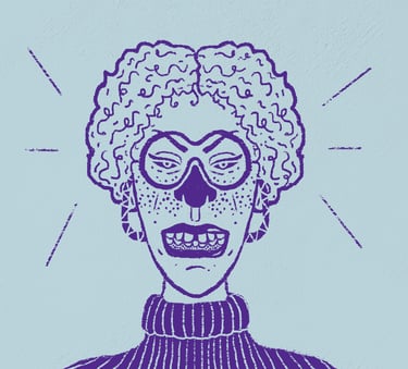 a drawing of a woman with an angry face