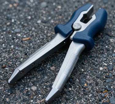 A close-up photograph of a professional engineering tool resting on a pavement surface in an International / Professional environment, capturing fine asphalt textures and the technical precision of metallic instruments in soft daylight with Dark Navy and Soft Blue-Grey accents.