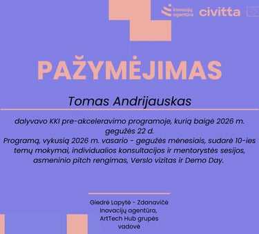 Tomas Andrijauskas — KKI programos baigimo pažymėjimas, 2026 m. gegužės 22 d.