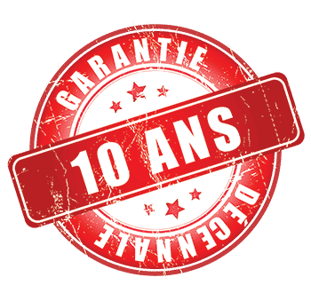 a red and white sign with the words 10 ans on it