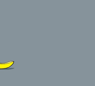 a banana peely banana sitting on a blue background