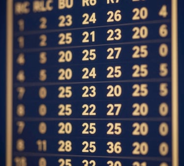 A high-end, sophisticated digital interface of a lottery results board with gold accents and numbers, set against a deep navy background, conveying reliability and modern technology in a premium gaming environment.