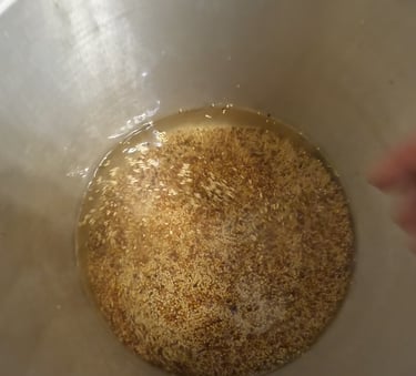 sunflower seeds removed in large pot for wbs grain spawn