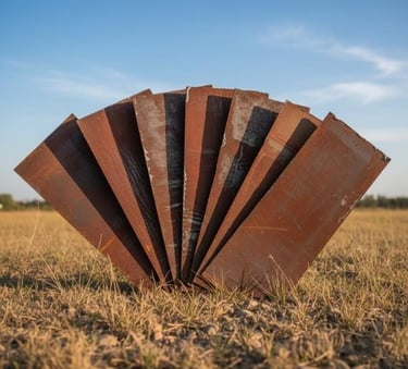 Front view of high-quality hot rolled steel sheets & plates (HR Sheets), suitable for global industrial applications.