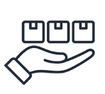 A hand carrying three boxes with transparent background
