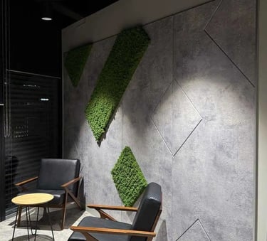 Acoustic wall panels reducing noise in open office space