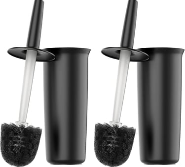 a set of three black toilet brush holders