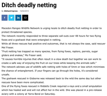 Ditch Deadly Netting